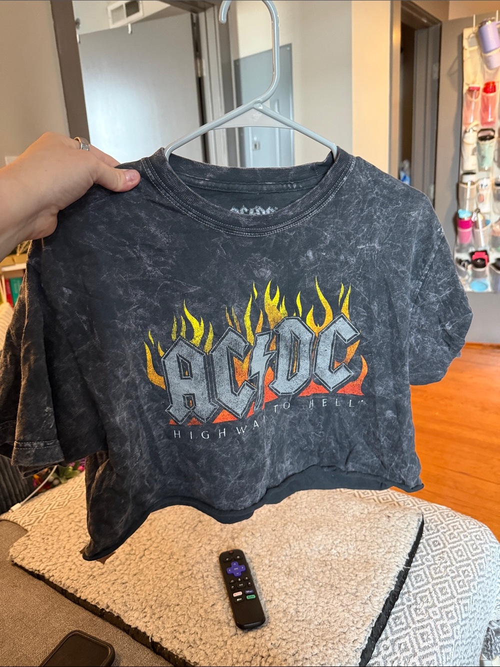 AC/DC women’s Black Washed 'Highway to Hell' Flame Logo Tee